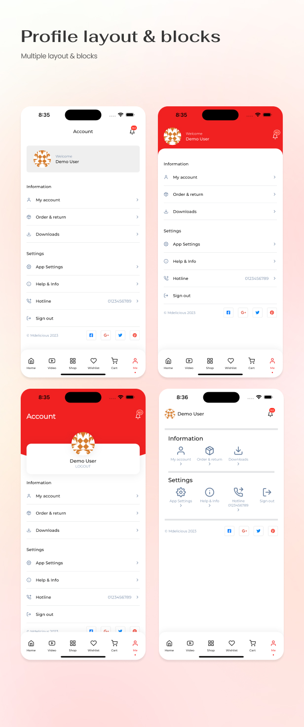 Profile Layout & Blocks